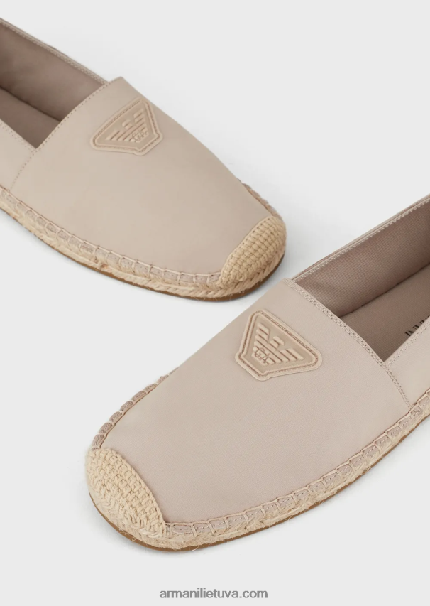 vyrų smėlio spalvos Armani drobės espadrilės su erelio pleistru 02482X1008