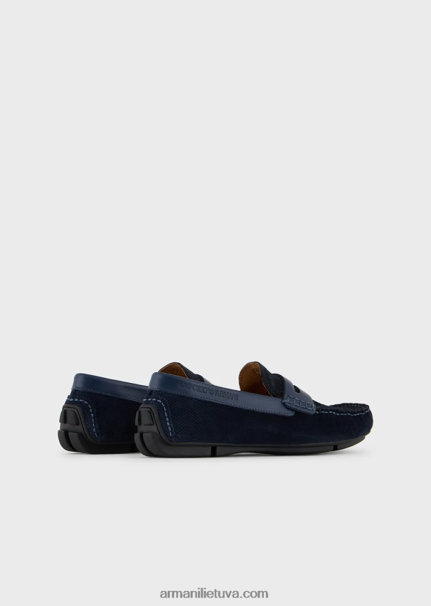 vyrų tamsiai mėlyna Armani zomšiniai vairavimo batai 02482X1836