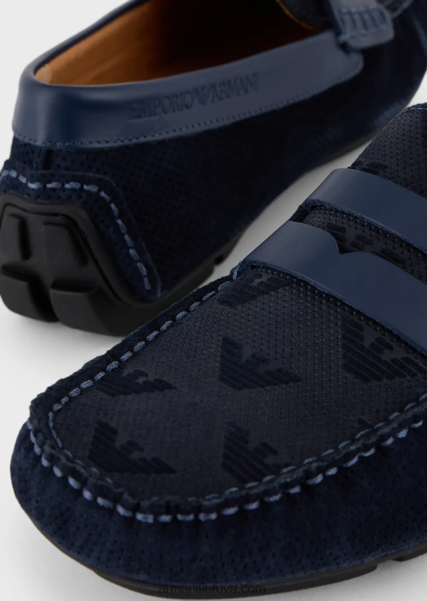vyrų tamsiai mėlyna Armani zomšiniai vairavimo batai 02482X1836