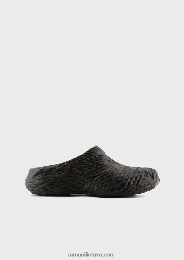 vyrų juodas Armani guminiai mulai su bangų dizainu 02482X1860