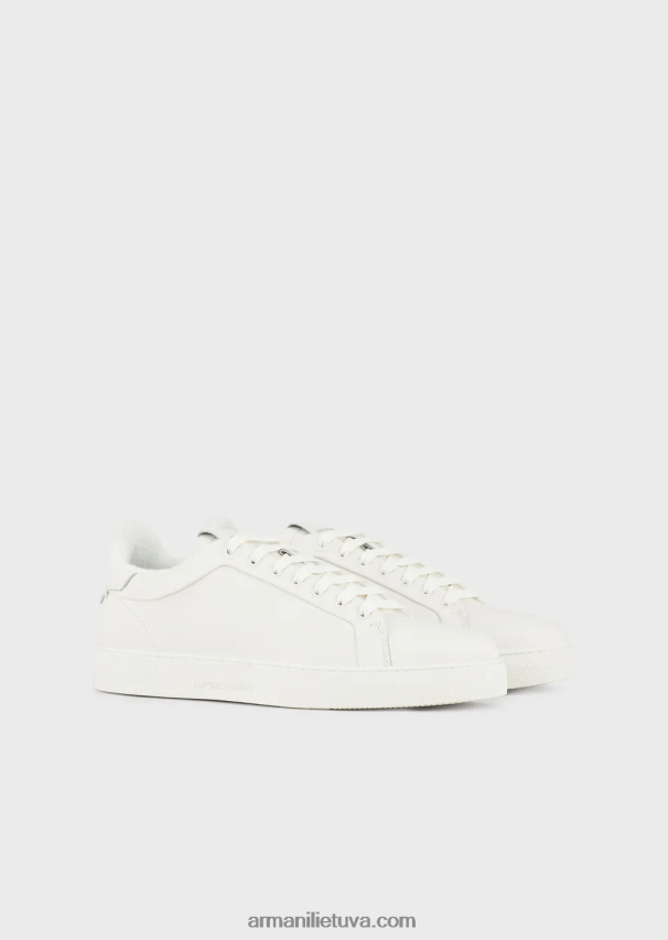 vyrų baltas Armani minkštos odos sportbačiai 02482X1914