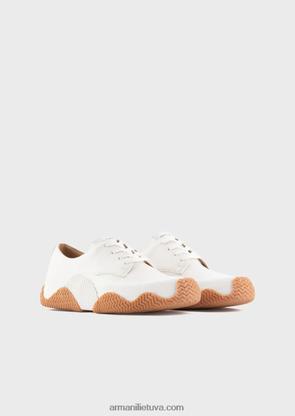 vyrų baltas Armani minkštos odos sportbačiai daugiasluoksniais padais 02482X1895