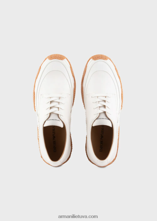 vyrų baltas Armani minkštos odos sportbačiai daugiasluoksniais padais 02482X1895