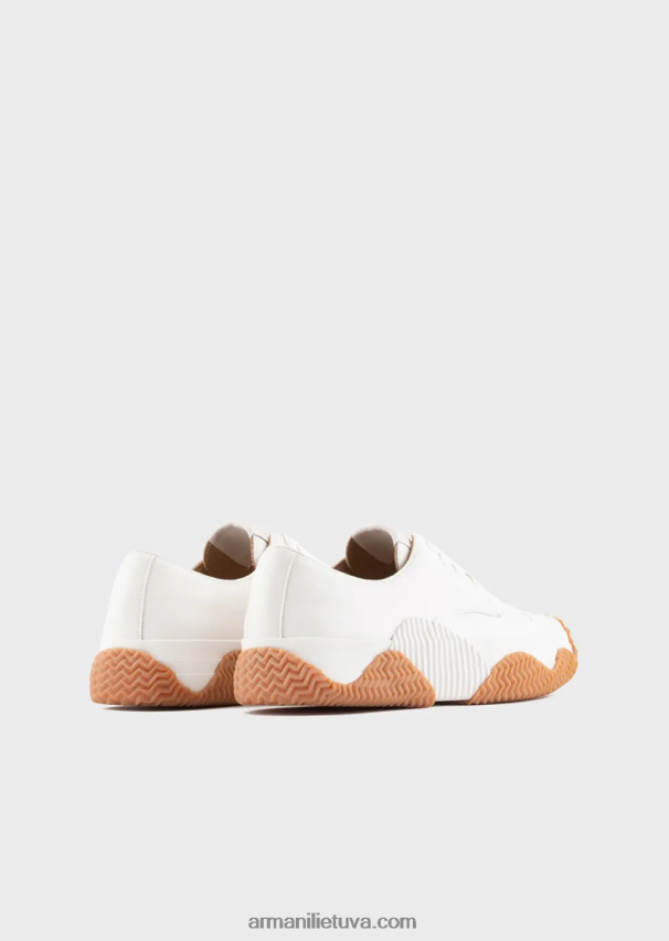 vyrų baltas Armani minkštos odos sportbačiai daugiasluoksniais padais 02482X1895