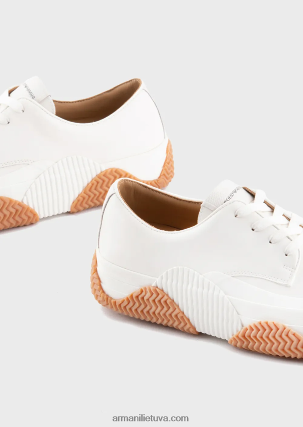 vyrų baltas Armani minkštos odos sportbačiai daugiasluoksniais padais 02482X1895