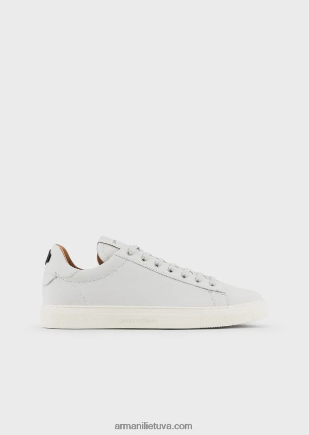 vyrų baltas Armani nubuko spalvos sportbačiai su logotipu nugaroje 02482X1930