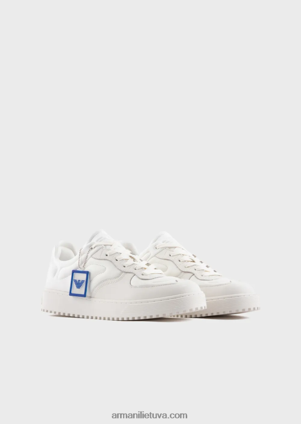 vyrų baltas Armani odiniai ir nappa-odiniai sportbačiai 02482X1872