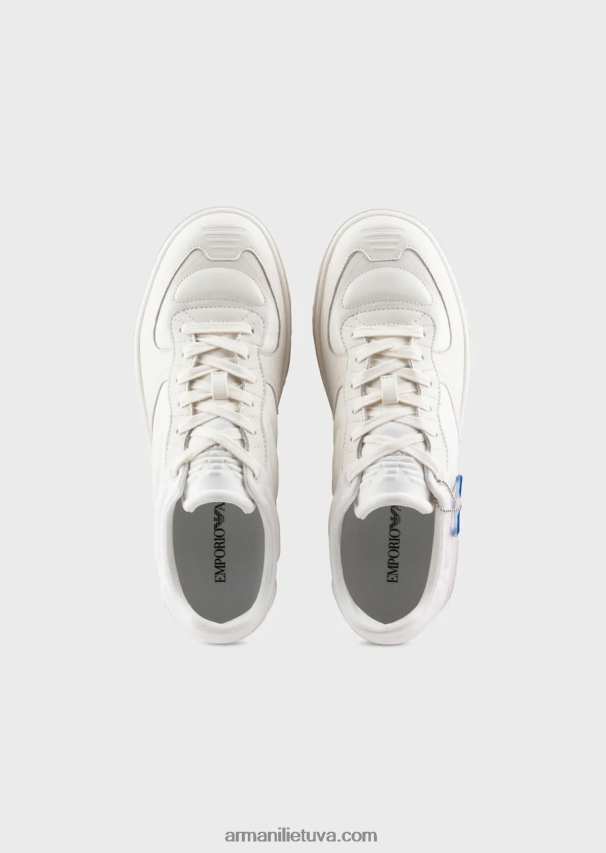 vyrų baltas Armani odiniai ir nappa-odiniai sportbačiai 02482X1872