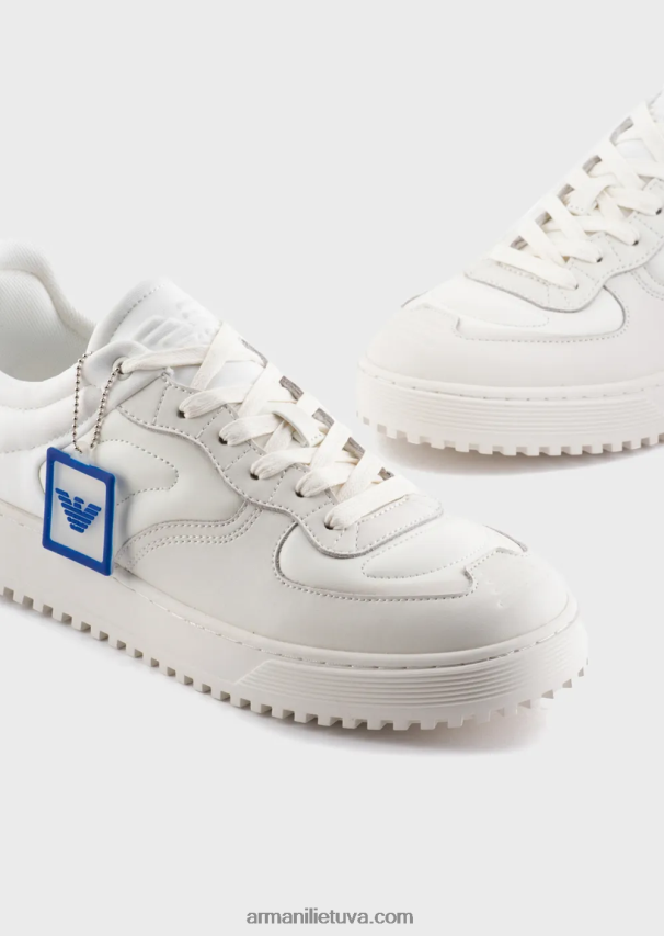 vyrų baltas Armani odiniai ir nappa-odiniai sportbačiai 02482X1872