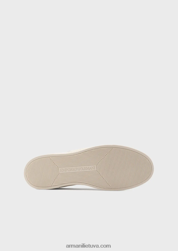 vyrų baltas Armani odiniai sportbačiai su erelio pleistru 02482X1921