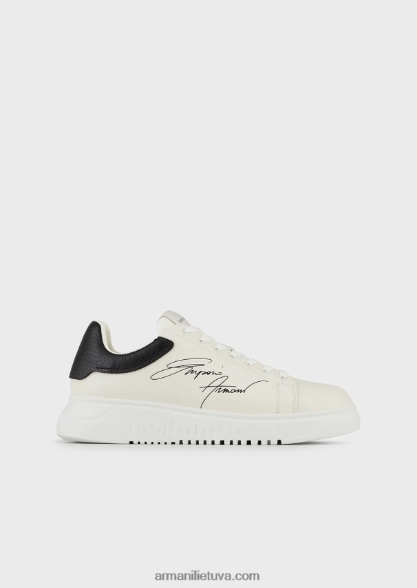 vyrų baltas Armani odiniai sportbačiai su firminiu logotipu 02482X1908