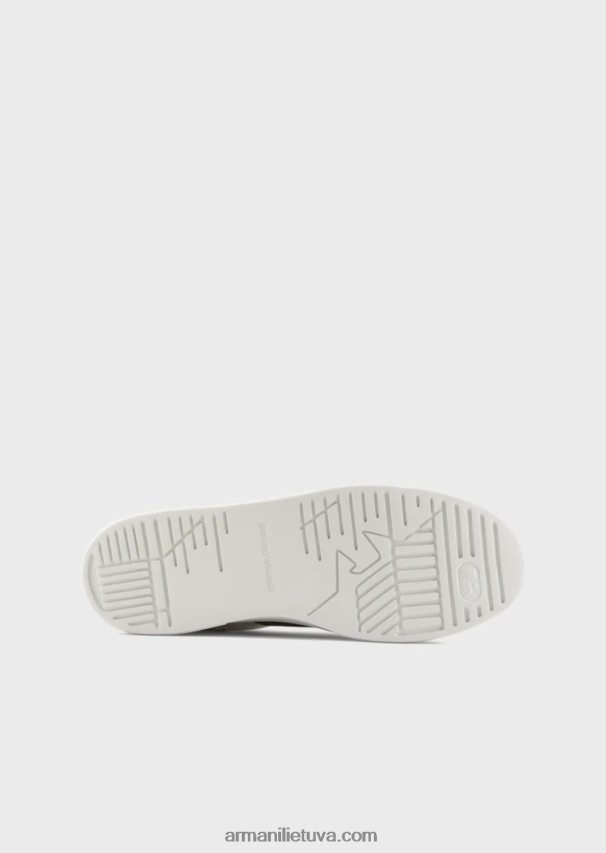 vyrų baltas Armani odiniai sportbačiai su kontrastingomis detalėmis 02482X1916