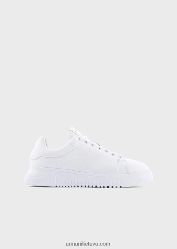 vyrų baltas Armani susmulkinti odiniai sportbačiai 02482X1907