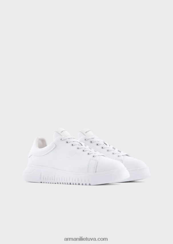 vyrų baltas Armani susmulkinti odiniai sportbačiai 02482X1907