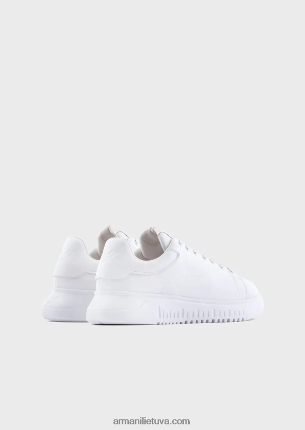 vyrų baltas Armani susmulkinti odiniai sportbačiai 02482X1907