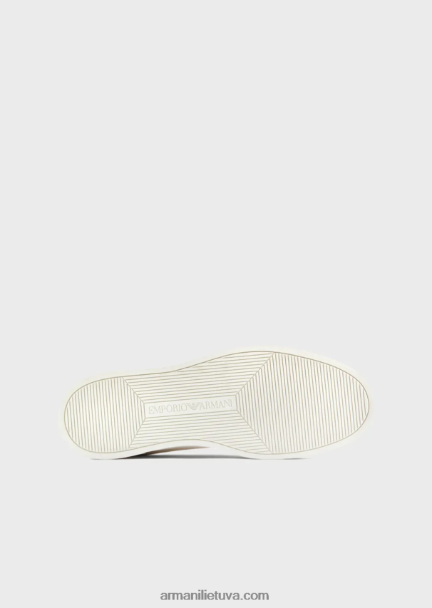 vyrų baltas Armani triušiu siuvinėti odiniai sportbačiai 02482X1881