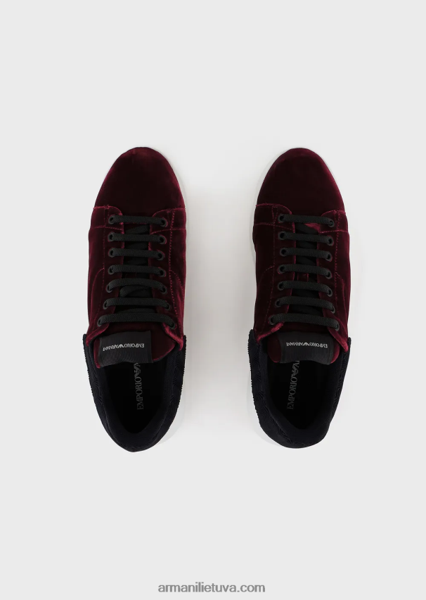 vyrų bordoperkrauti emporio armani sportbačiai iš aksomo su chevron back armani tvarumo vertybėmis 02482X1897