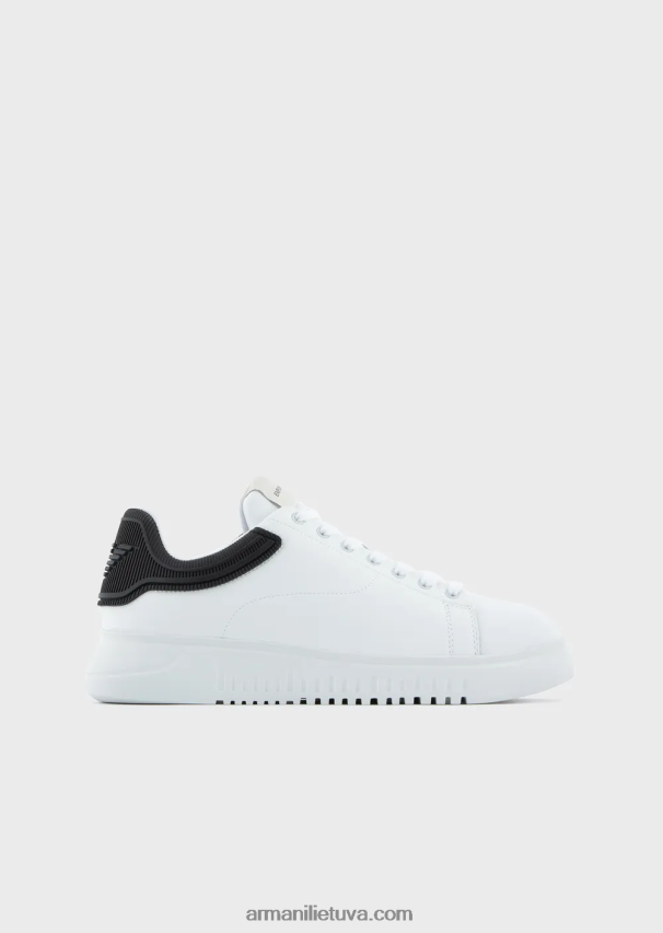 vyrų dvispalvis Armani minkštos odos sportbačiai su guminėmis nugarėlėmis 02482X1903