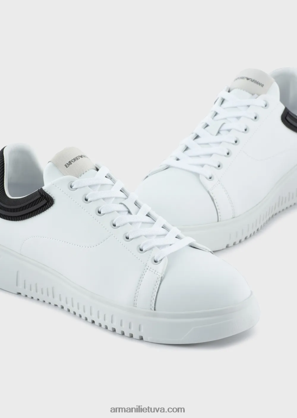 vyrų dvispalvis Armani minkštos odos sportbačiai su guminėmis nugarėlėmis 02482X1903