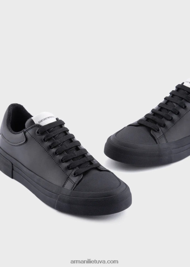 vyrų juodas Armani minkštos odos sportbačiai 02482X1892