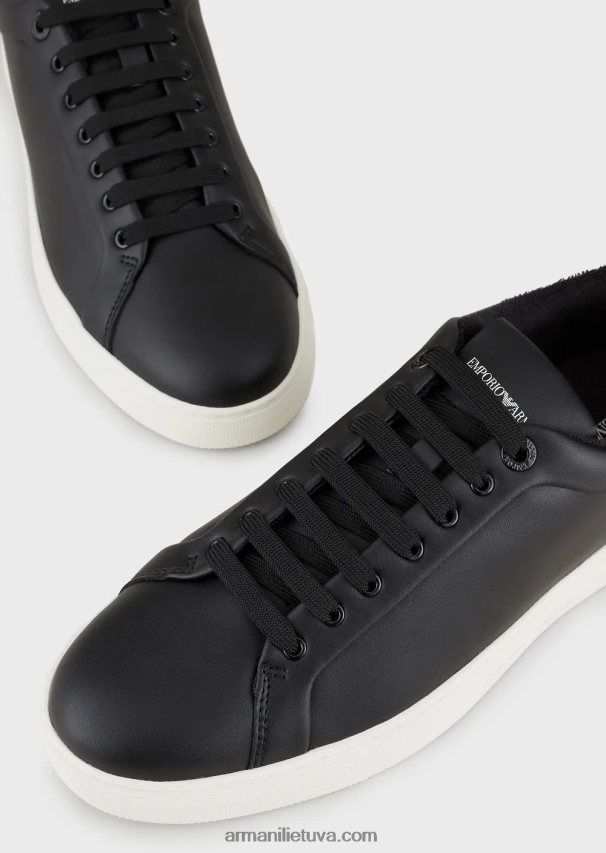 vyrų juodas Armani minkštos odos sportbačiai 02482X1913