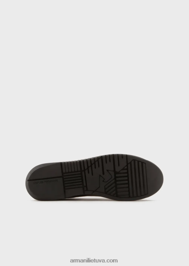 vyrų juodas Armani minkštos odos sportbačiai su blizgančia nugara 02482X1861