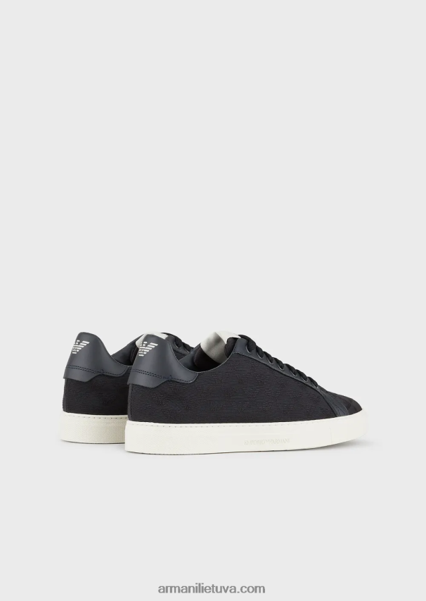 vyrų juodas Armani nailoniniai sportbačiai su žakardo monograma 02482X1923