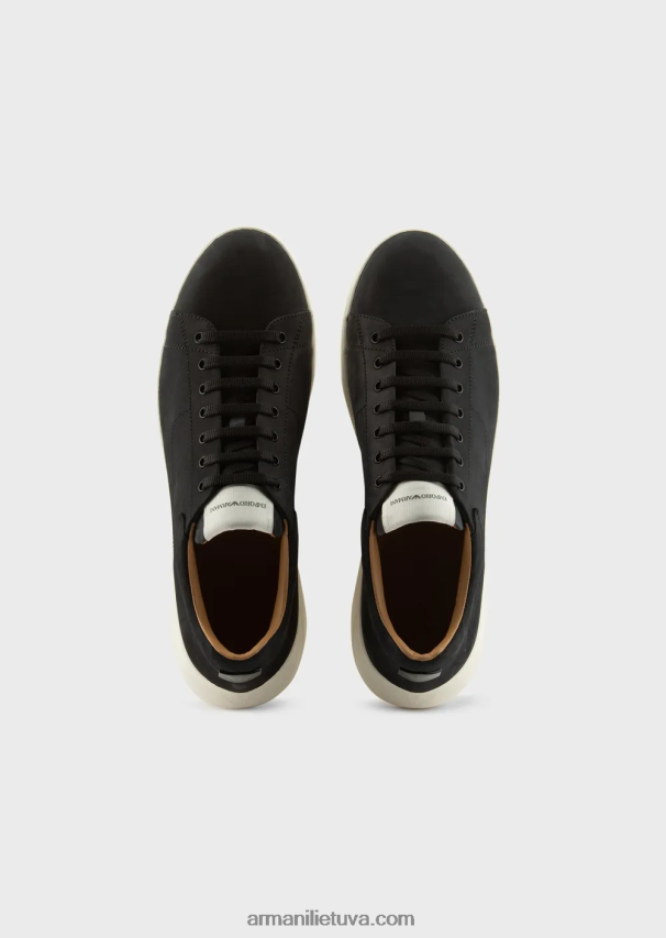 vyrų juodas Armani nubuko sportbačiai per dideliais padais 02482X1902