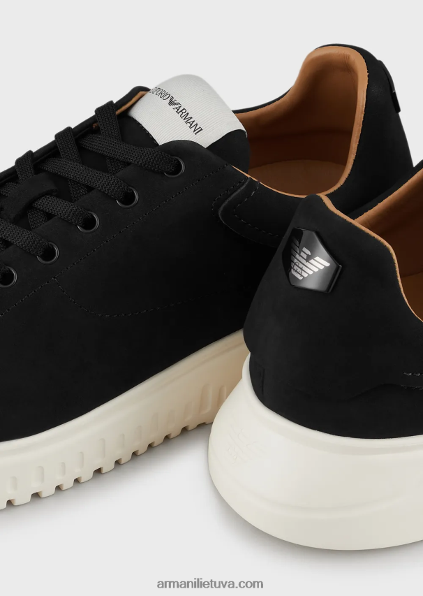vyrų juodas Armani nubuko sportbačiai per dideliais padais 02482X1902
