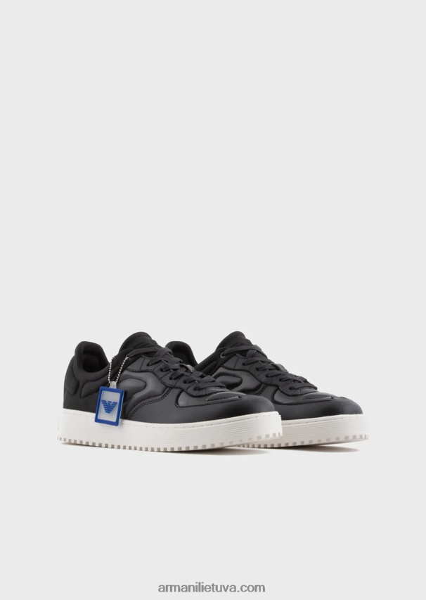 vyrų juodas Armani odiniai ir nappa-odiniai sportbačiai 02482X1873