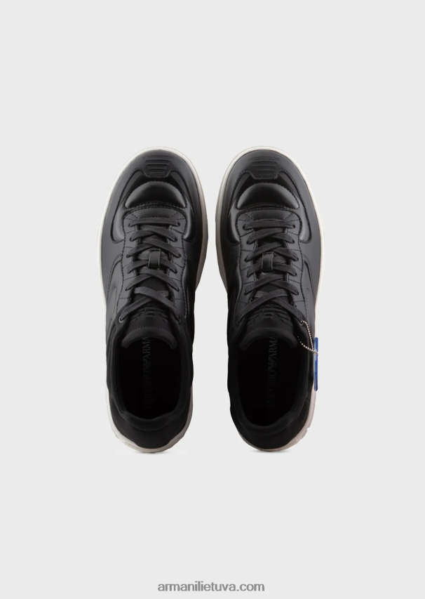 vyrų juodas Armani odiniai ir nappa-odiniai sportbačiai 02482X1873