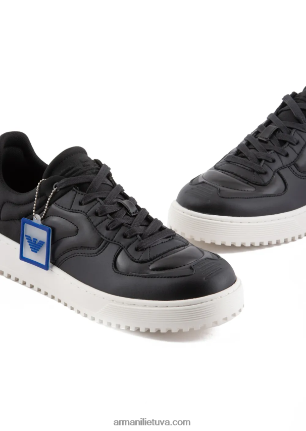 vyrų juodas Armani odiniai ir nappa-odiniai sportbačiai 02482X1873