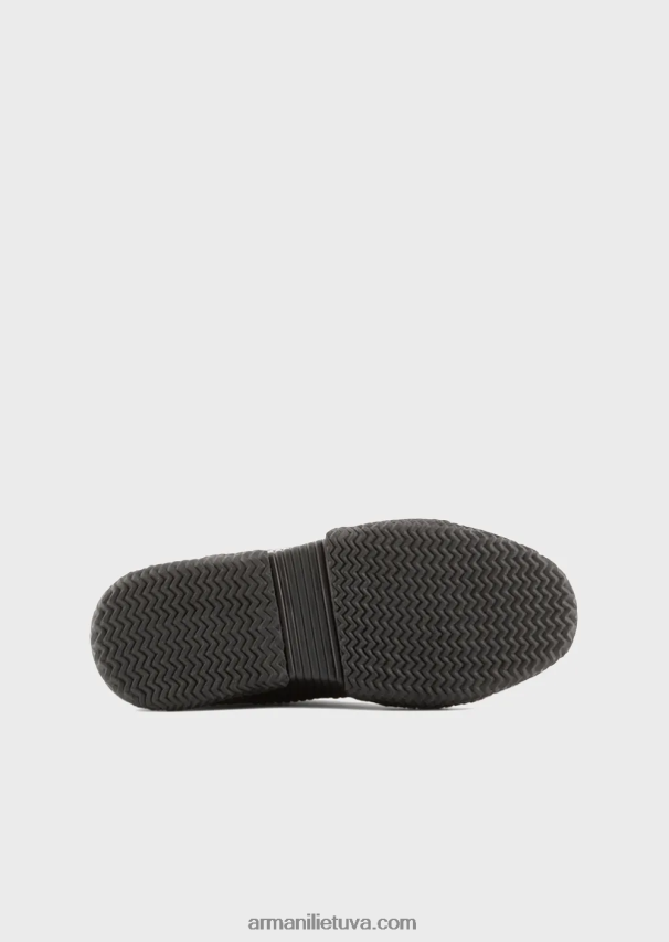 vyrų juodas Armani odiniai ir perdirbto nailono sportbačiai daugiasluoksniais padais 02482X1894