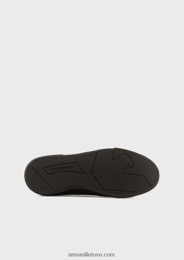 vyrų juodas Armani perdirbti megzti sportbačiai su žakardo logotipu 02482X1938