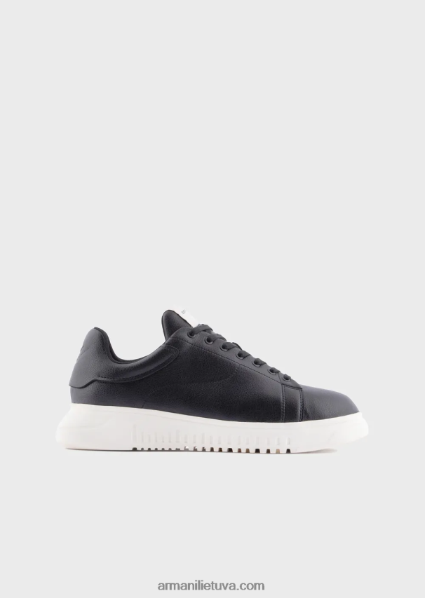 vyrų juodas Armani susmulkinti odiniai sportbačiai 02482X1906