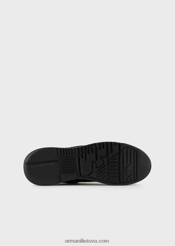 vyrų juodasperkrauti emporio armani sportbačiai iš aksomo su chevron back armani tvarumo vertybėmis 02482X1898