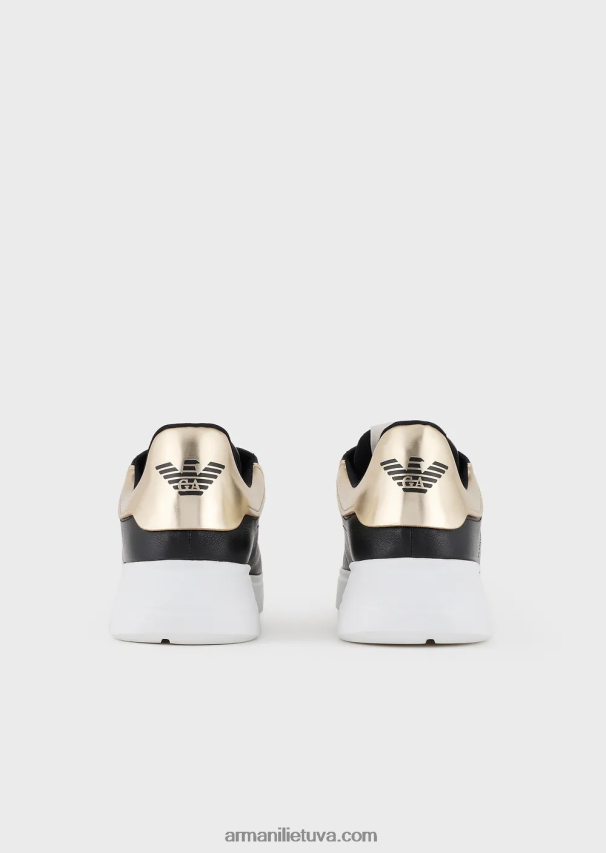 vyrų juodasreloaded by emporio armani odiniai sportbačiai su veidrodinėmis nugarėlėmis armani tvarumo vertybėmis 02482X1899