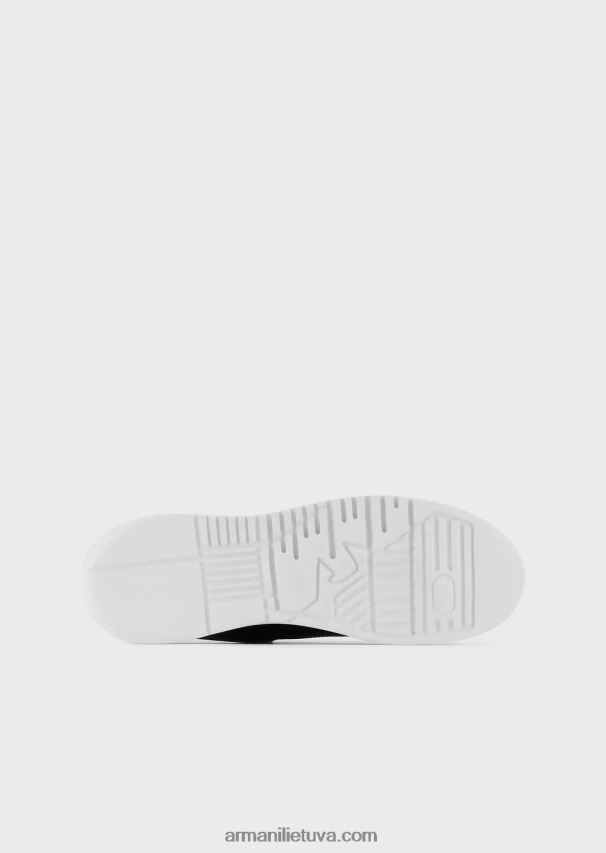 vyrų juodasreloaded by emporio armani odiniai sportbačiai su veidrodinėmis nugarėlėmis armani tvarumo vertybėmis 02482X1899