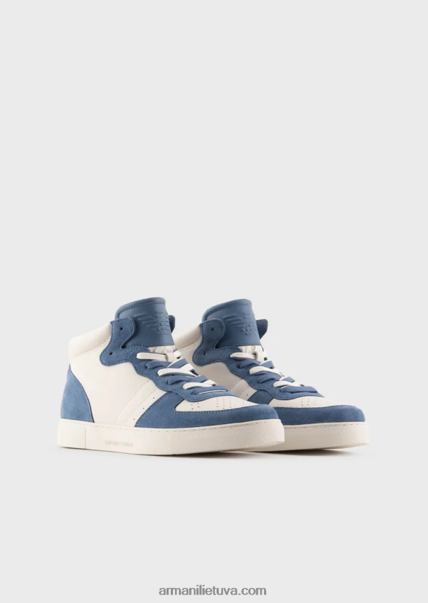 vyrų mėlyna Armani odiniai ir zomšiniai aukštakulniai sportbačiai 02482X1927
