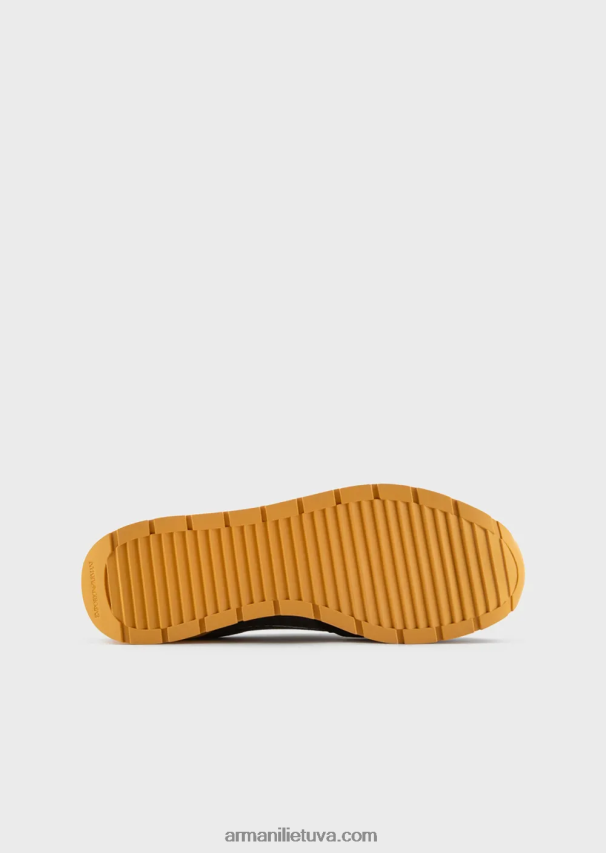 vyrų modelis Armani tinkliniai sportbačiai su zomšos detalėmis ir erelio lopinėliu 02482X1886