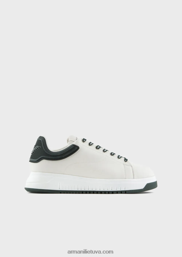 vyrų pieno baltumo Armani minkštos odos sportbačiai 02482X1862