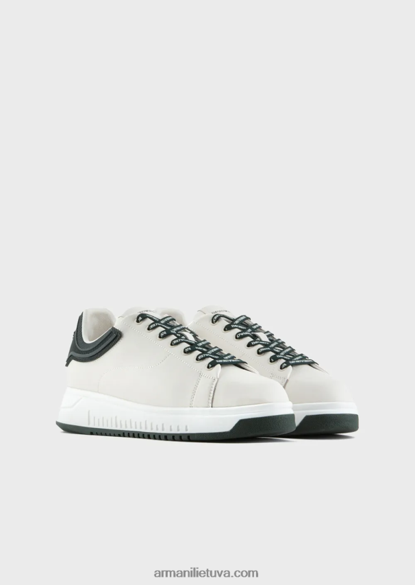 vyrų pieno baltumo Armani minkštos odos sportbačiai 02482X1862