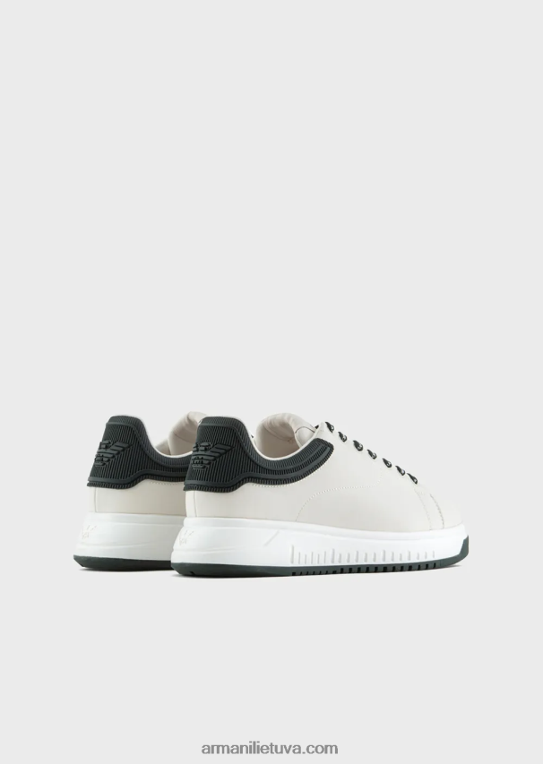 vyrų pieno baltumo Armani minkštos odos sportbačiai 02482X1862