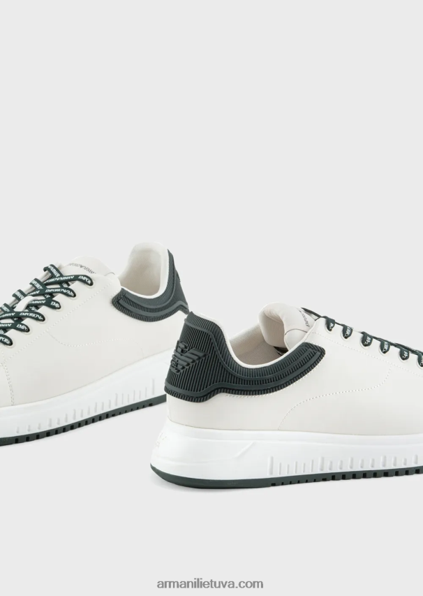 vyrų pieno baltumo Armani minkštos odos sportbačiai 02482X1862