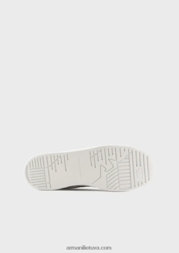 vyrų pieno baltumo Armani odiniai sportbačiai su kontrastingomis detalėmis 02482X1915