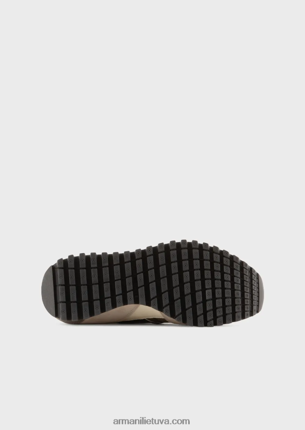 vyrų smėlio spalvos Armani zomšiniai ir tinkliniai sportbačiai 02482X1939