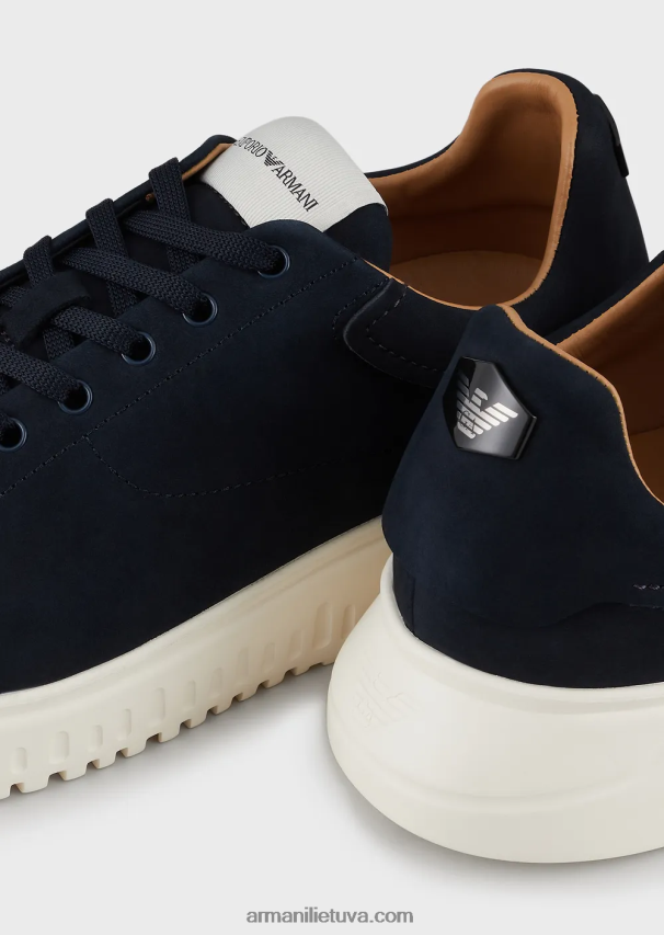 vyrų tamsiai mėlyna Armani nubuko sportbačiai per dideliais padais 02482X1900