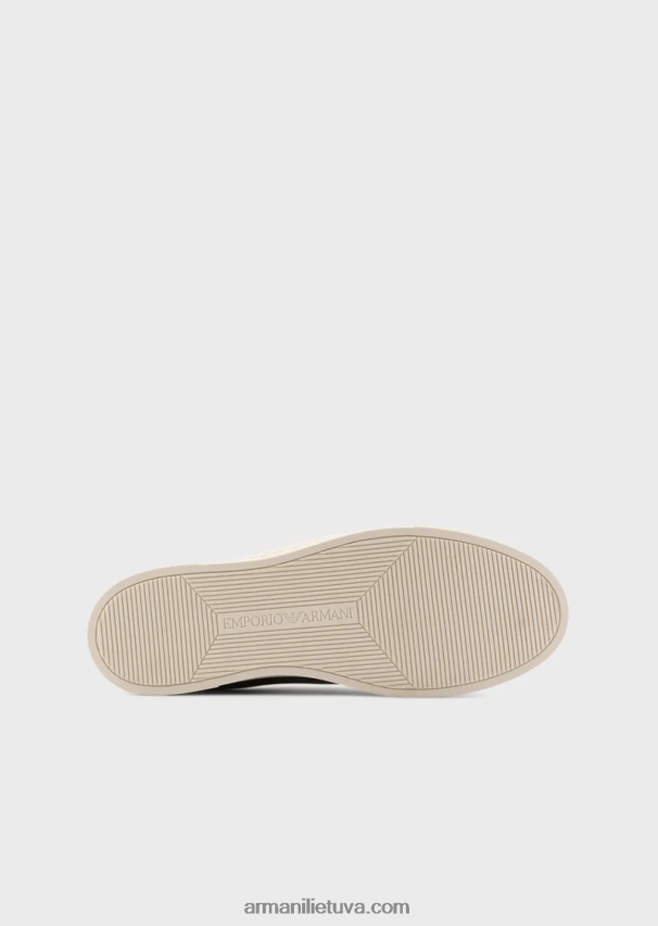 vyrų tamsiai mėlyna Armani odiniai sportbačiai su erelio pleistru 02482X1920