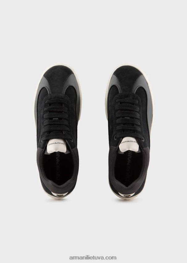 vyrų tamsiai mėlyna Armani zomšiniai ir nailoniniai sportbačiai 02482X1932