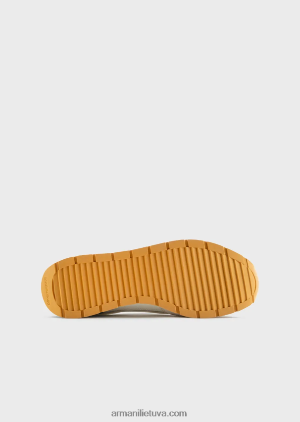 vyrų žydros spalvos Armani tinkliniai sportbačiai su zomšos detalėmis ir erelio lopinėliu 02482X1888